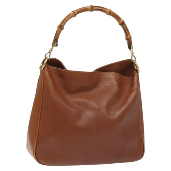 GUCCI Bamboo Shoulder Bag Leather Brown Gold 001 1448 001 1448 - Picture 1 of 12